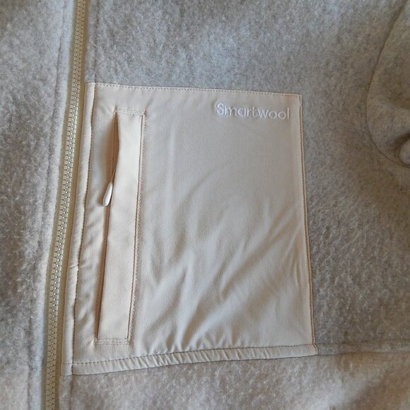 Smartwool Jacket Womens Medium Full Zip Gray TanTwo tone Wool Fleece Outdoor - Picture 4 of 4